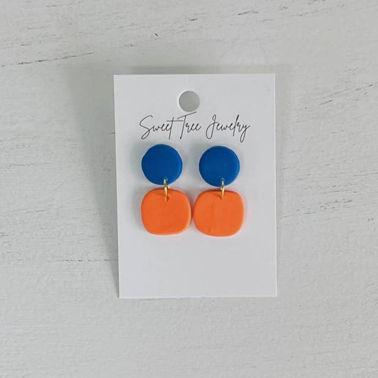 Orange & Blue Clay Dangle Earrings