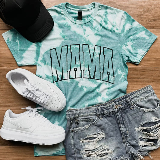 Mama Varsity Bleached Blue Graphic Tee