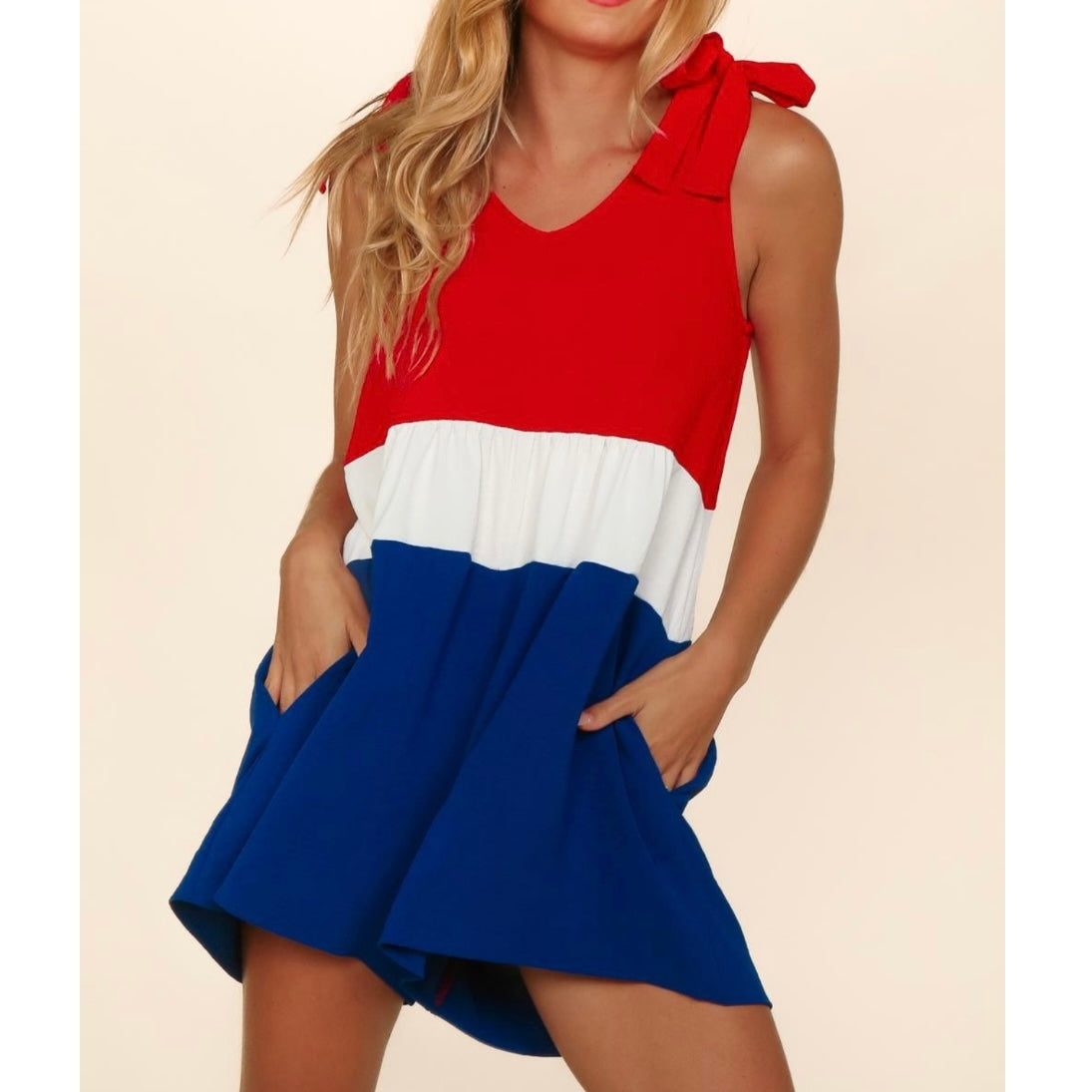 V-Neck Patriotic Sleeveless Romper