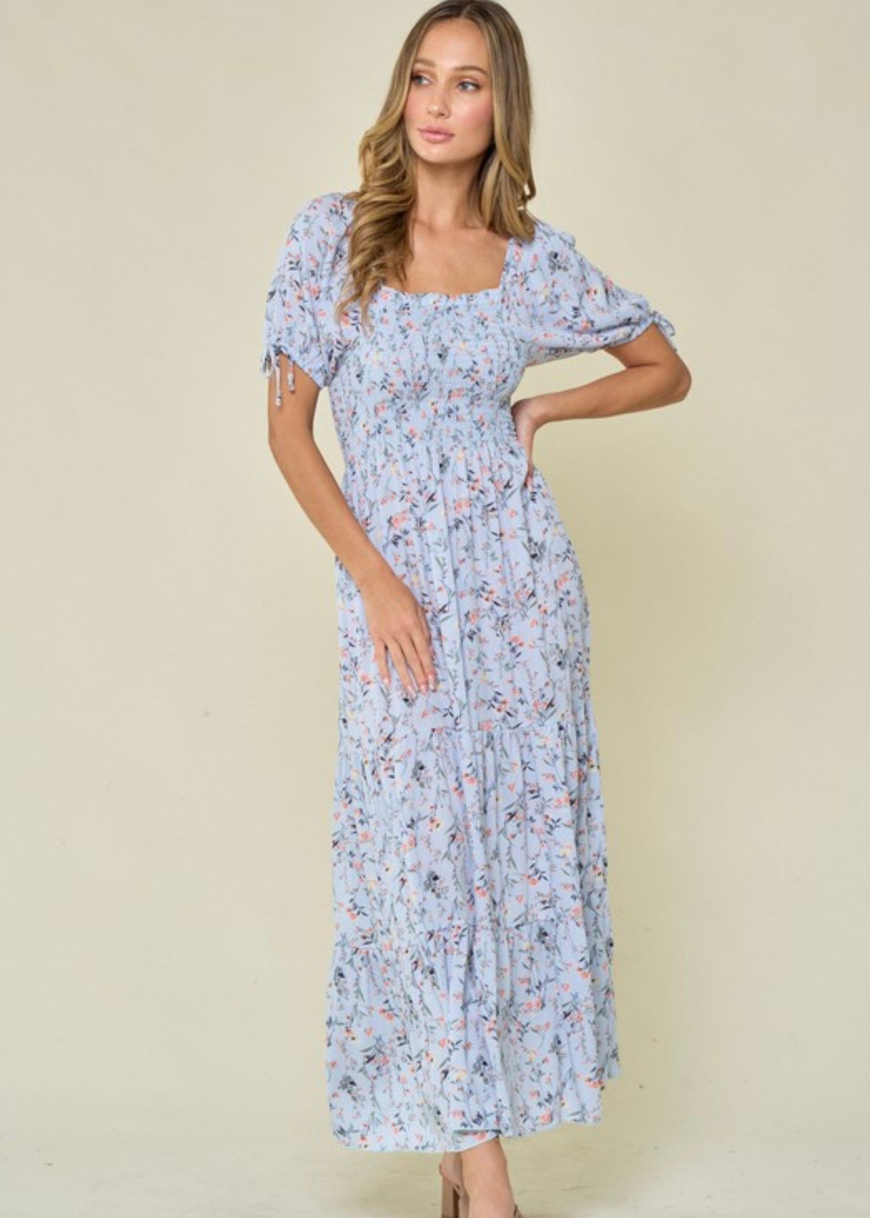 The Floral Blue Picnic Date Maxi Dress