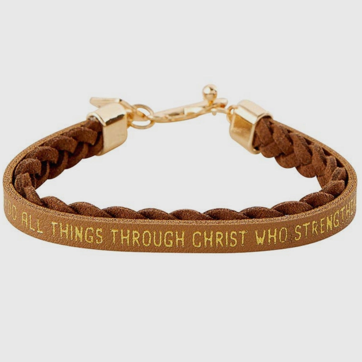 Wrapped in Love - Philippians 4:13 Brown Bracelet