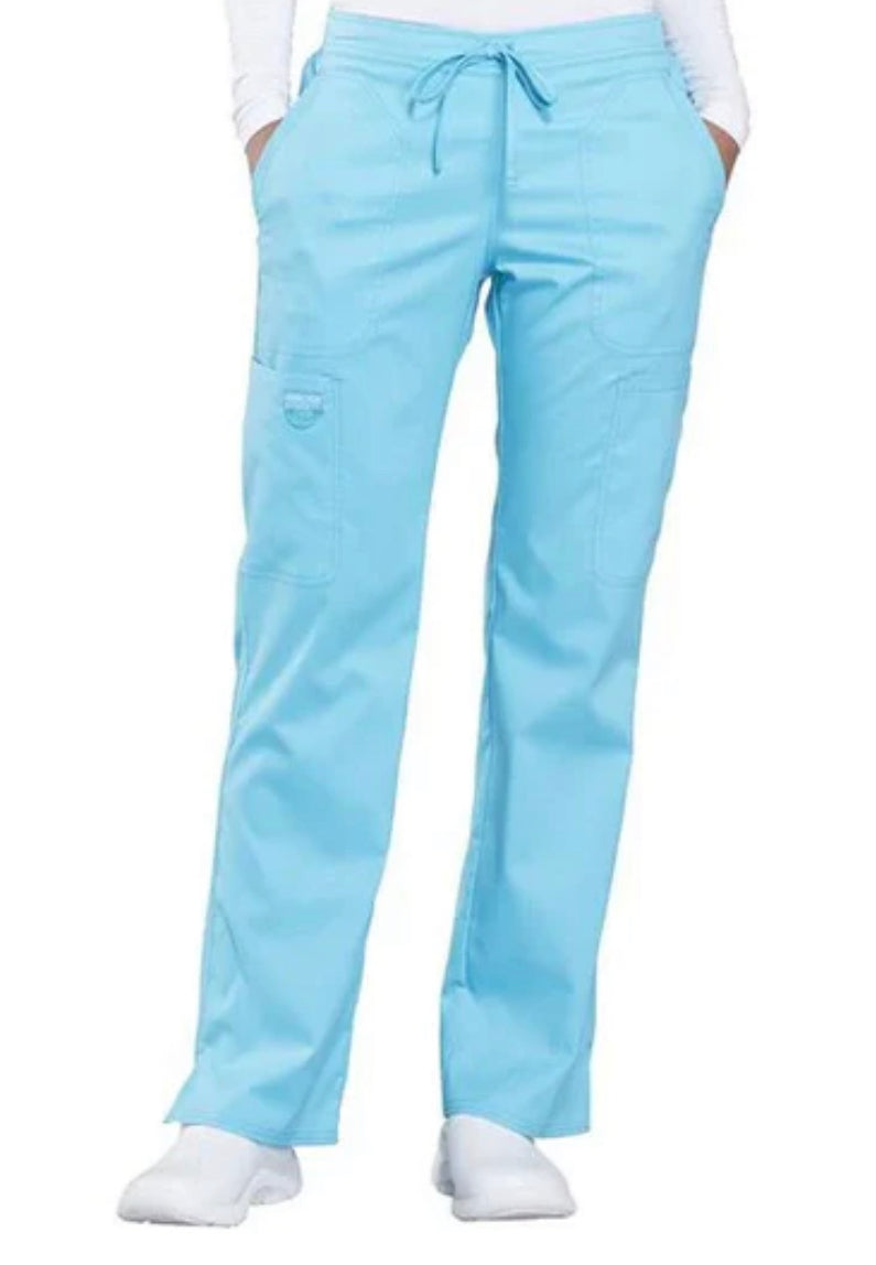 Cherokee Workwear Women's Mid-Rise Cargo Drawstring Pants - Turquoise