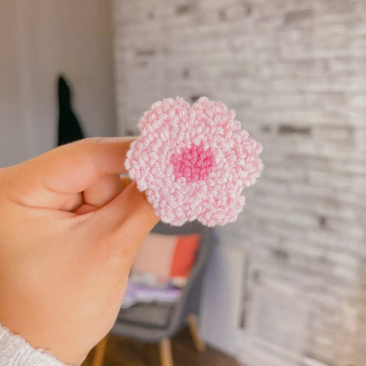 Pink Daisy Punch Needle Car Vent Charm