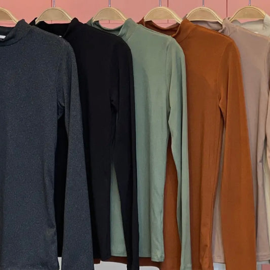 Black Mockneck Long Sleeve Basic Top