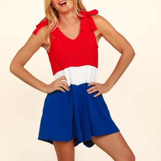 V-Neck Patriotic Sleeveless Romper