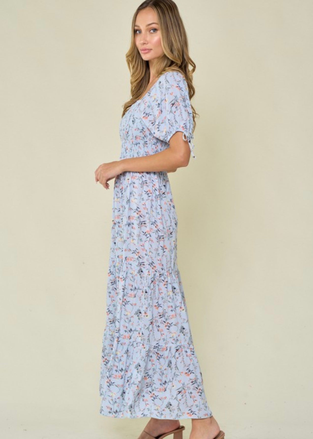 The Floral Blue Picnic Date Maxi Dress
