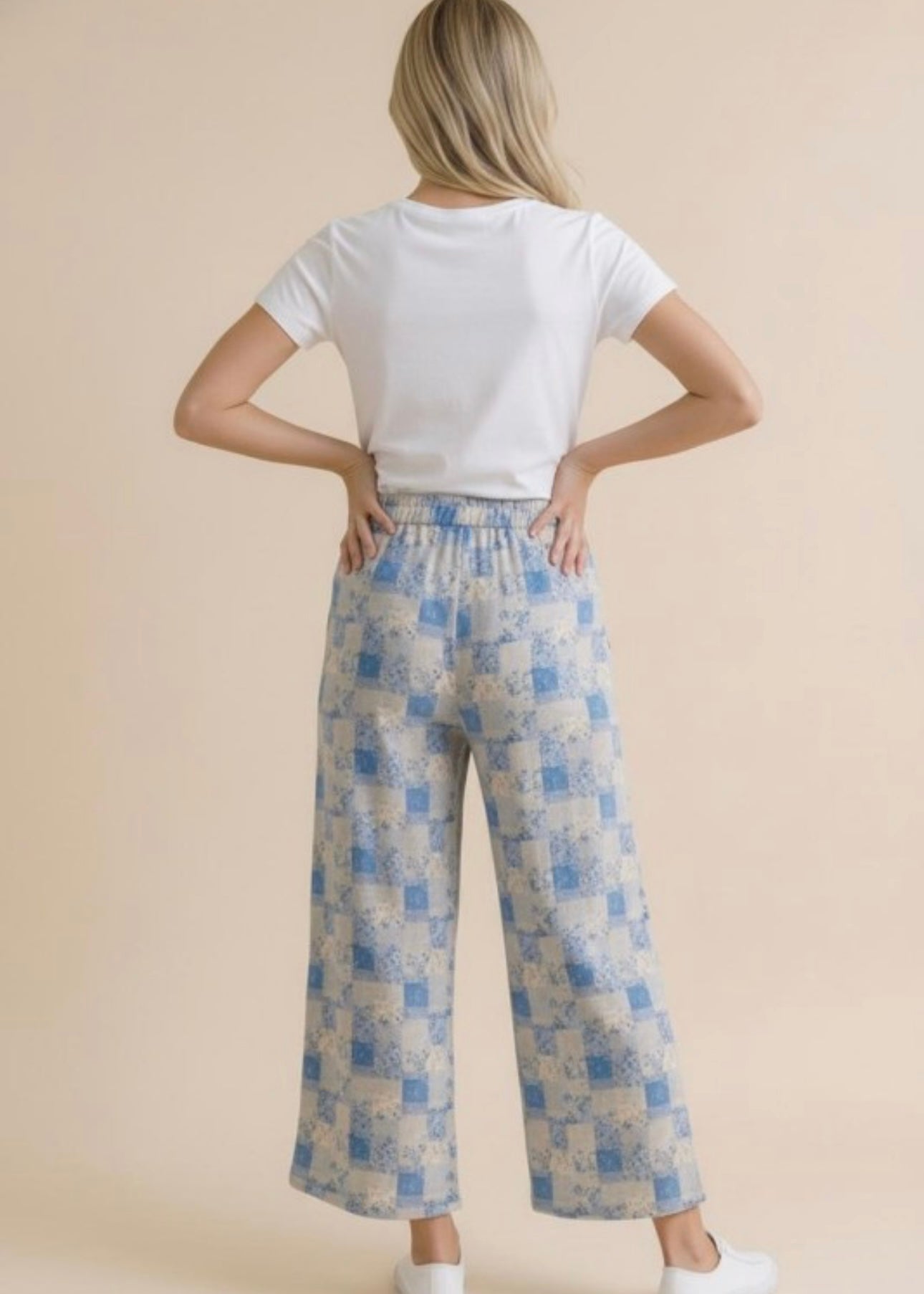Floral Patchwork Wide Leg Knit Pants