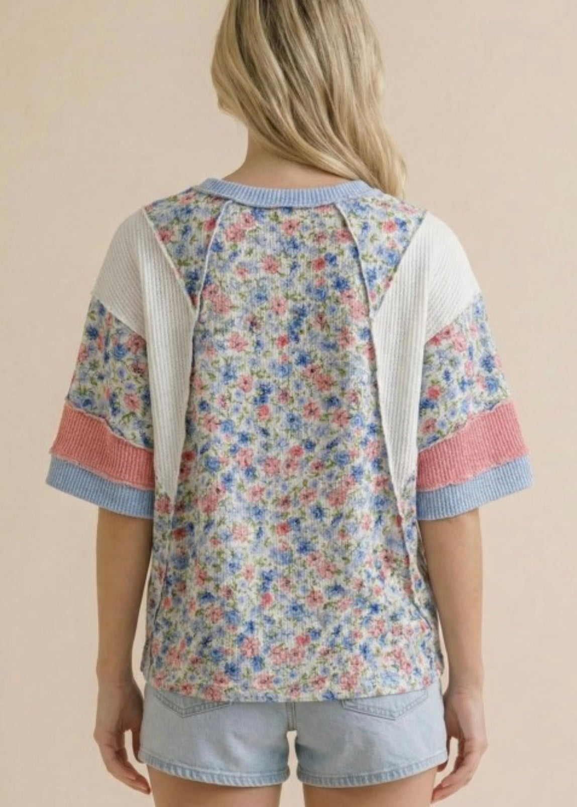 Spring Meadow Floral Colorblock Top