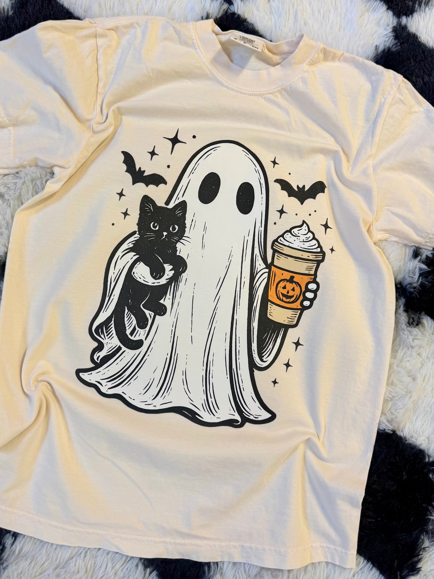Halloween Ghost & Kitty Coffee Tee