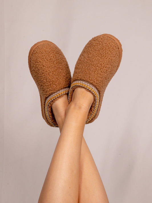Simply Southern Brown Sherpa Platform Slippers