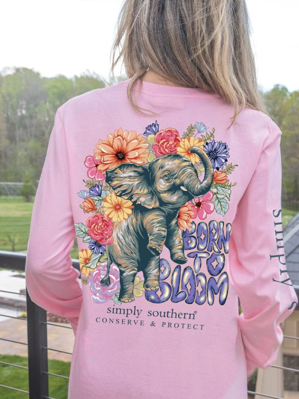 Simply Southern Born to Bloom Elephant Tracker Long Sleeve Shirt