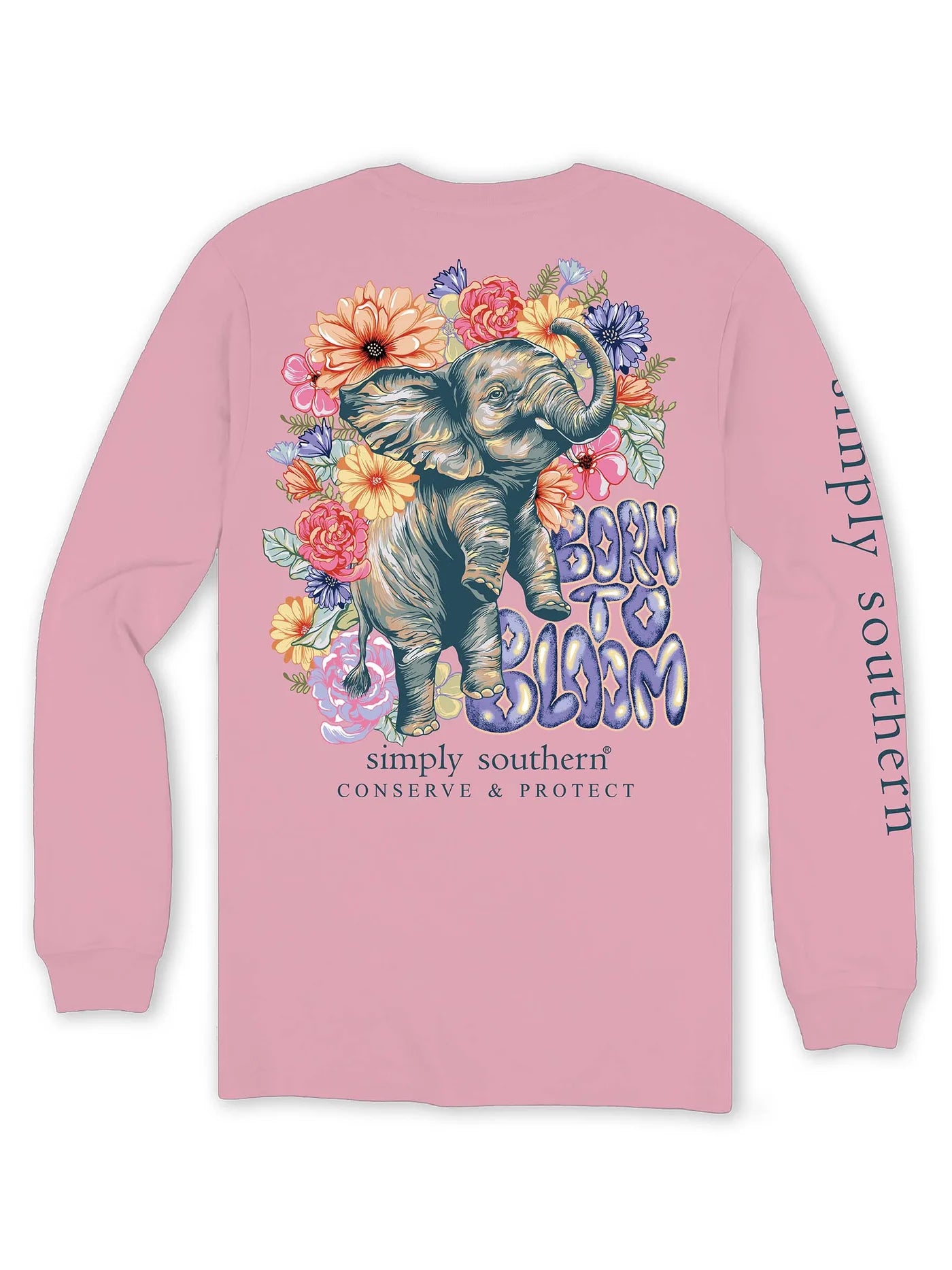 Simply Southern Born to Bloom Elephant Tracker Long Sleeve Shirt