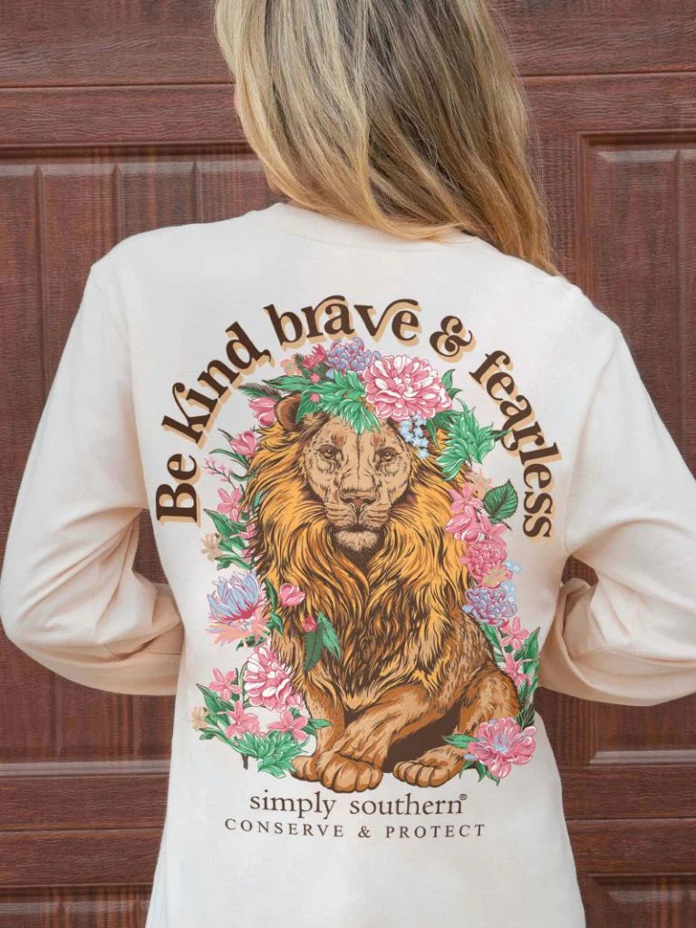 Simply Southern Be Brave Lion Tracker Long Sleeve Shirt