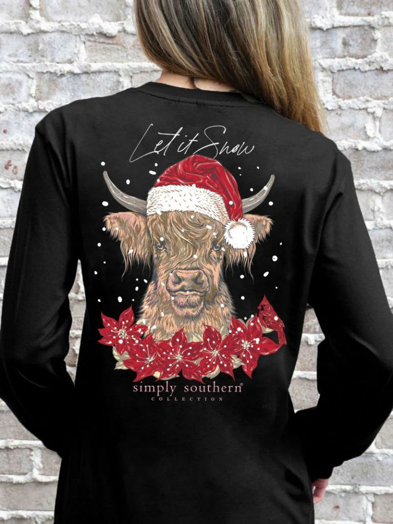 Simply Southern Snow Cow Long Sleeve Shirt