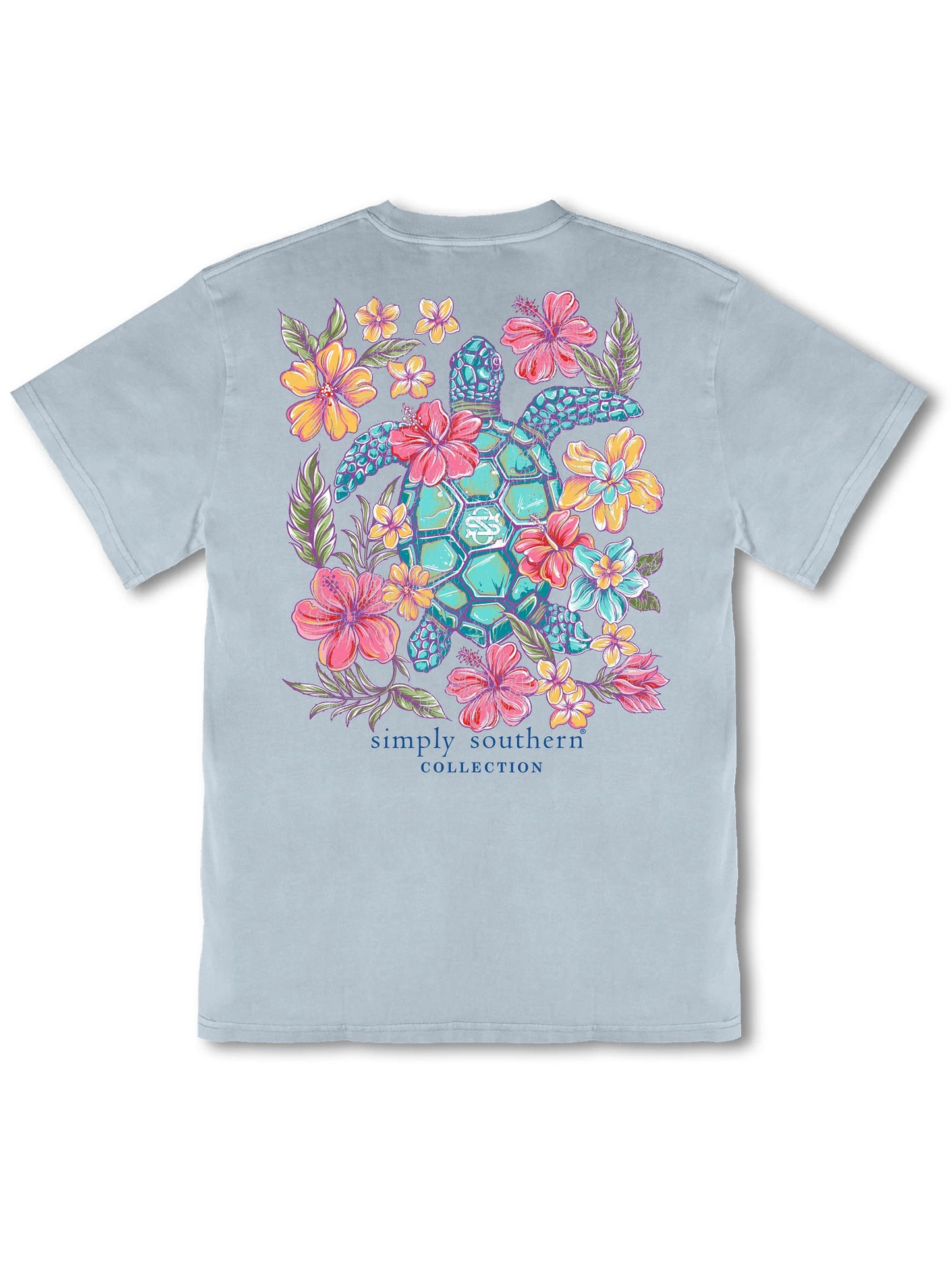 Simply Southern Flower Turtle Mineral Washed Short Sleeve Shirt