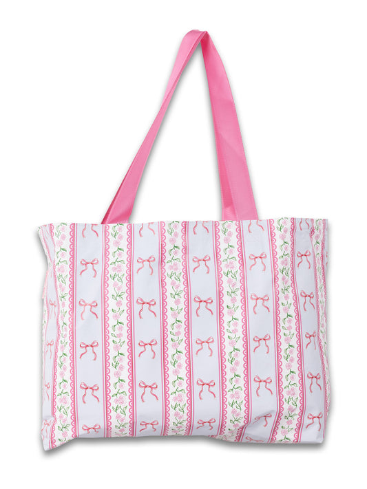 Simply Southern Reversible Splash Tote - Bows & Stripes
