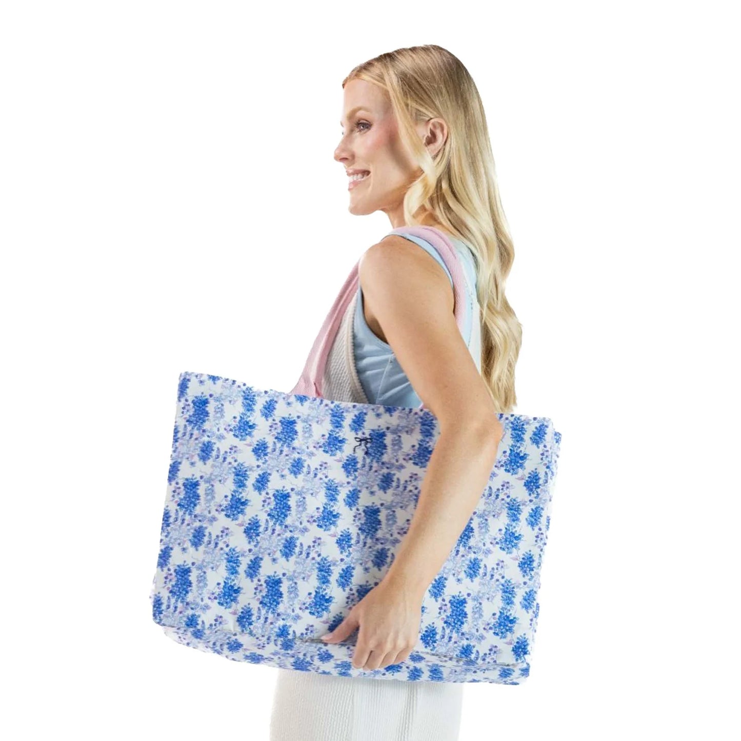 Simply Southern Blue Floral Oversized Canvas Tote