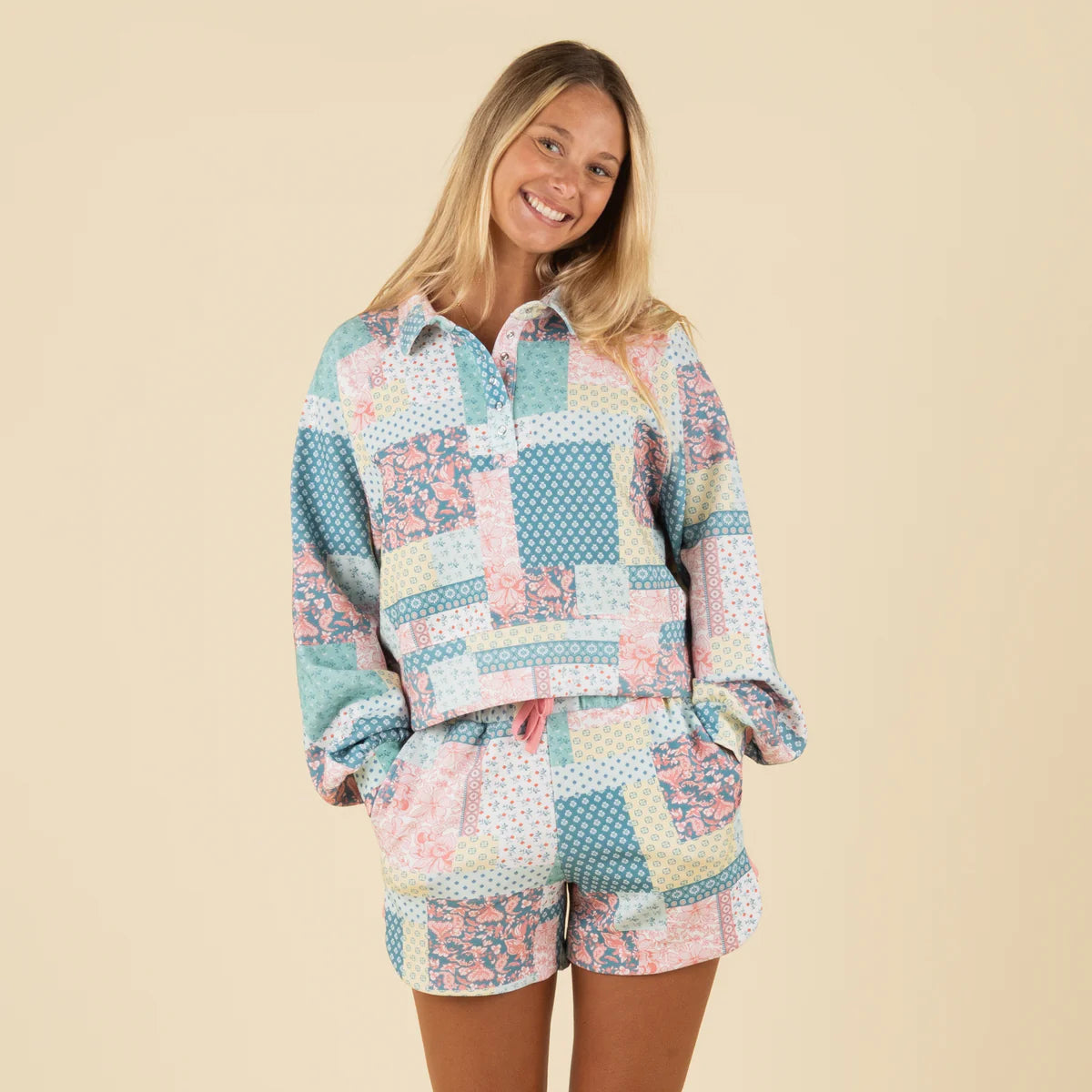 Simply Southern Polo Sweater in Quilt Pattern