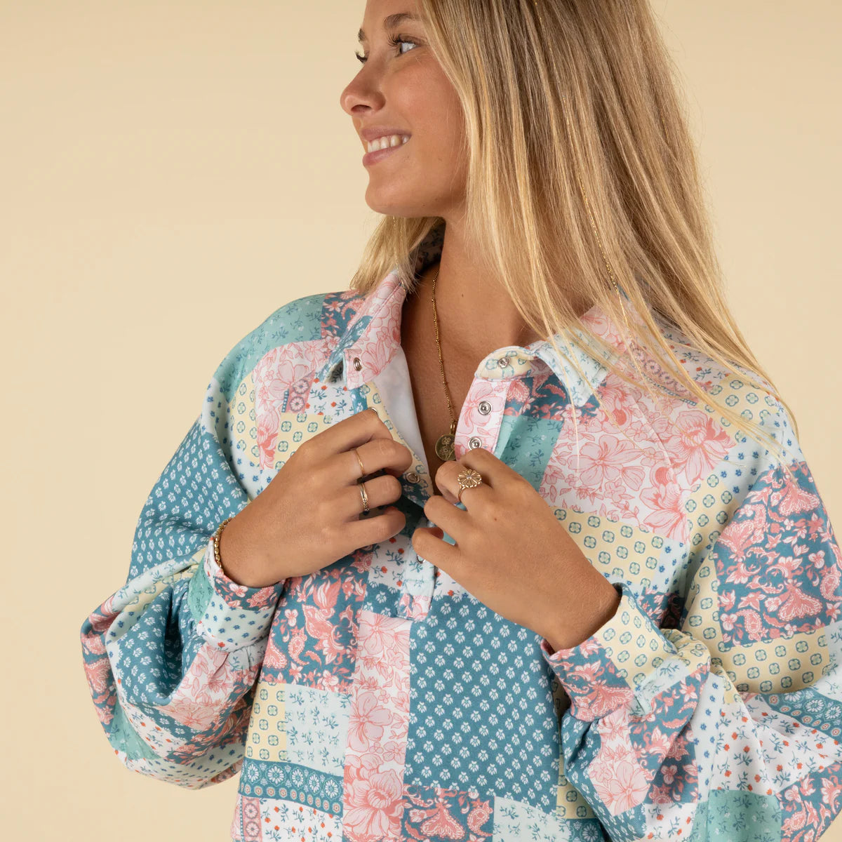 Simply Southern Polo Sweater in Quilt Pattern