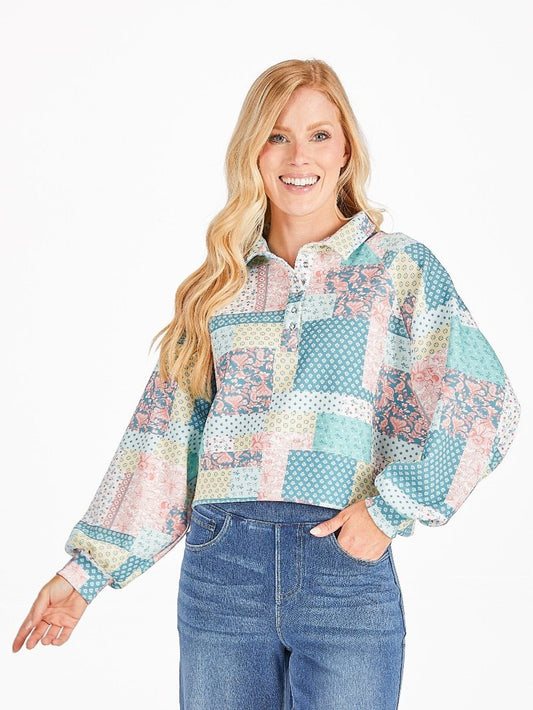 Simply Southern Polo Sweater in Quilt Pattern