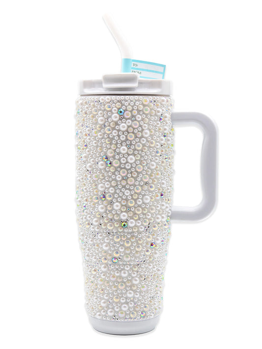 Simply Southern 40oz White Rhinestone Pearl Tumbler