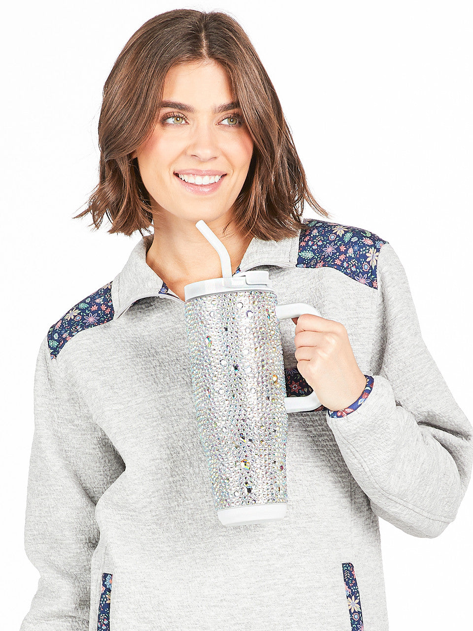 Simply Southern 40oz Silver Rhinestone Pearl Tumbler