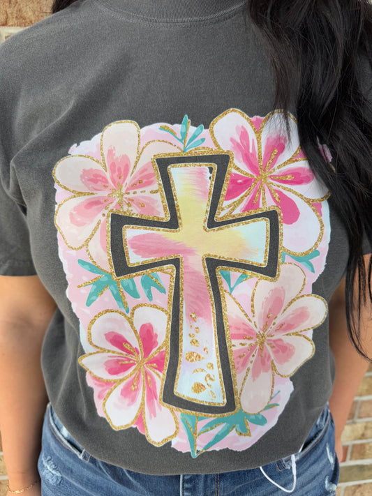 Floral Cross Graphic Tee