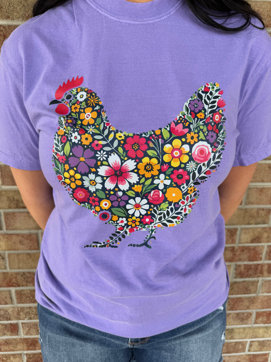 Floral Chicken Graphic Tee