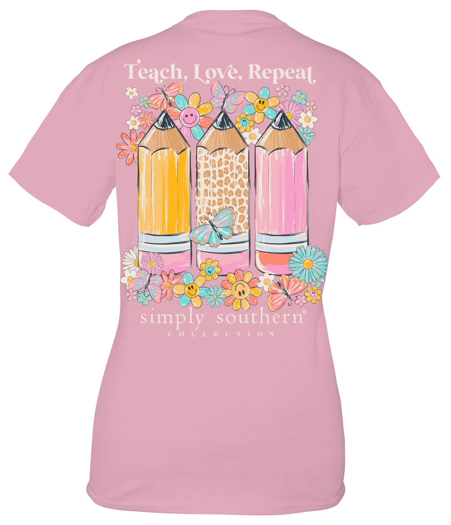 Simply Southern Teach, Love, Repeat Floral Pencils T-Shirt