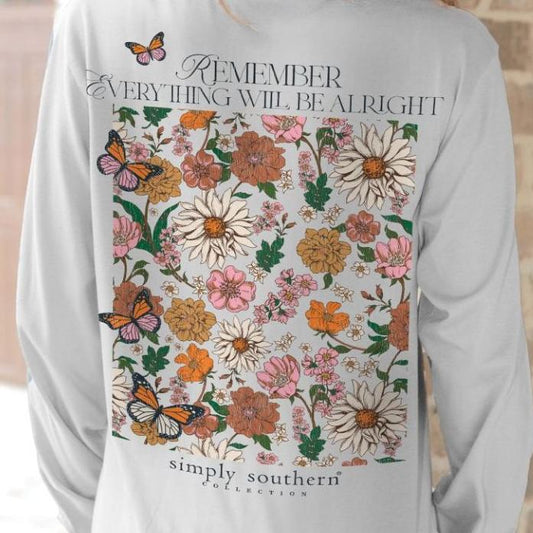 Simply Southern Everything Will Be Alright Butterfly & Floral Long Sleeve Shirt