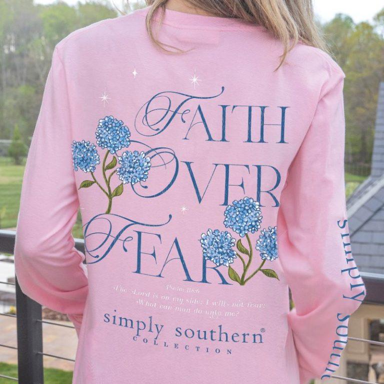 Simply Southern Faith Over Fear Floral Long Sleeve Shirt