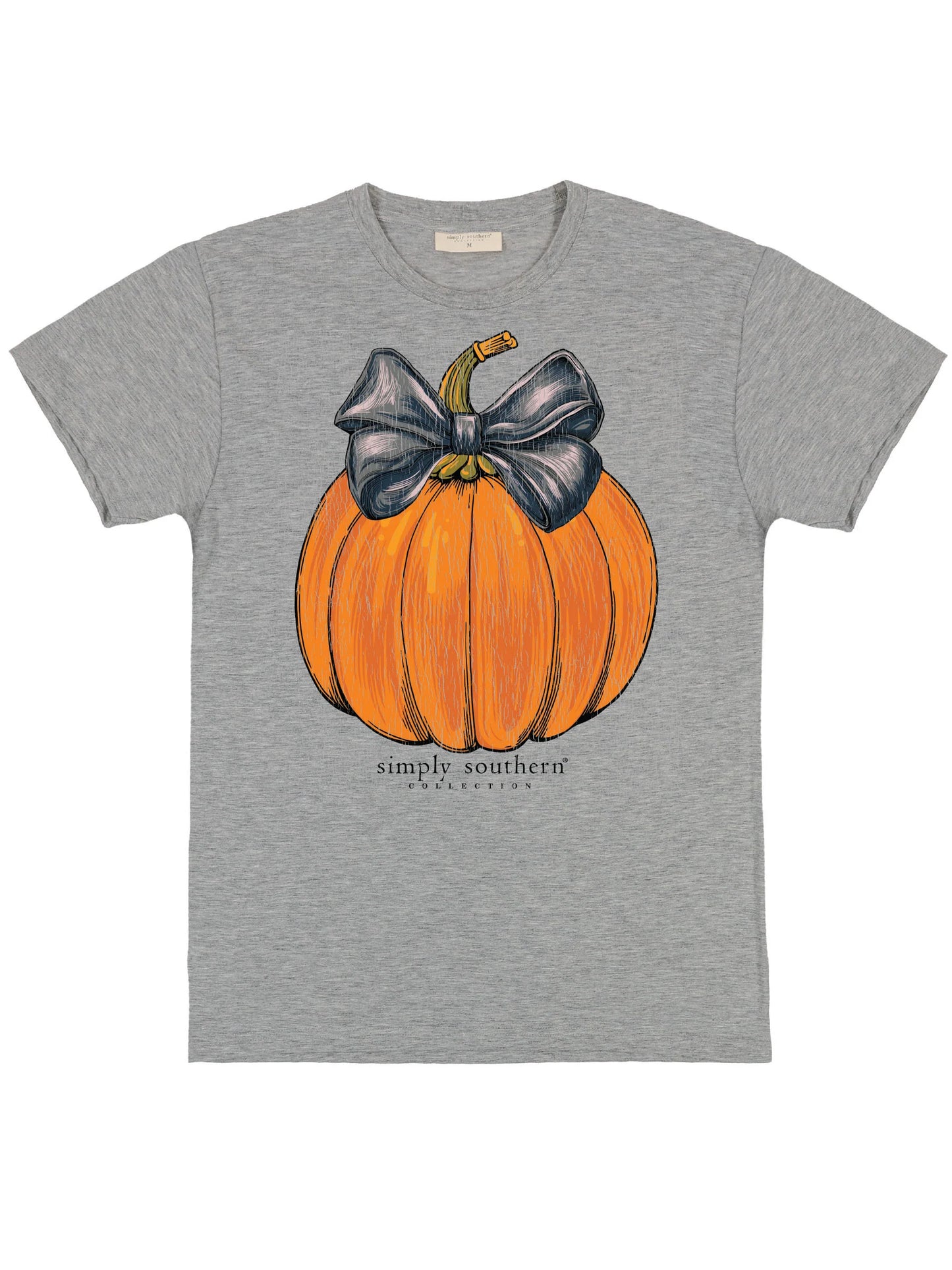 Simply Southern Pumpkin With Bow Short Sleeve Shirt