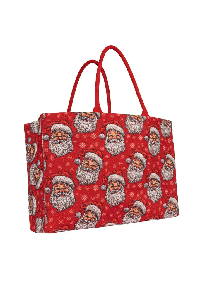 Simply Southern XL Canvas Tote - Holiday Santa