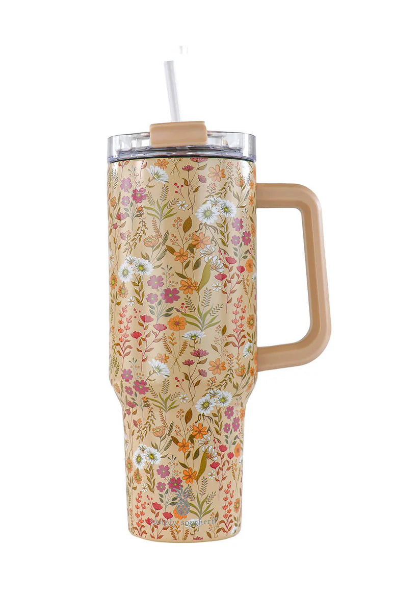 Simply Southern 40oz Tan Flowers Tumbler