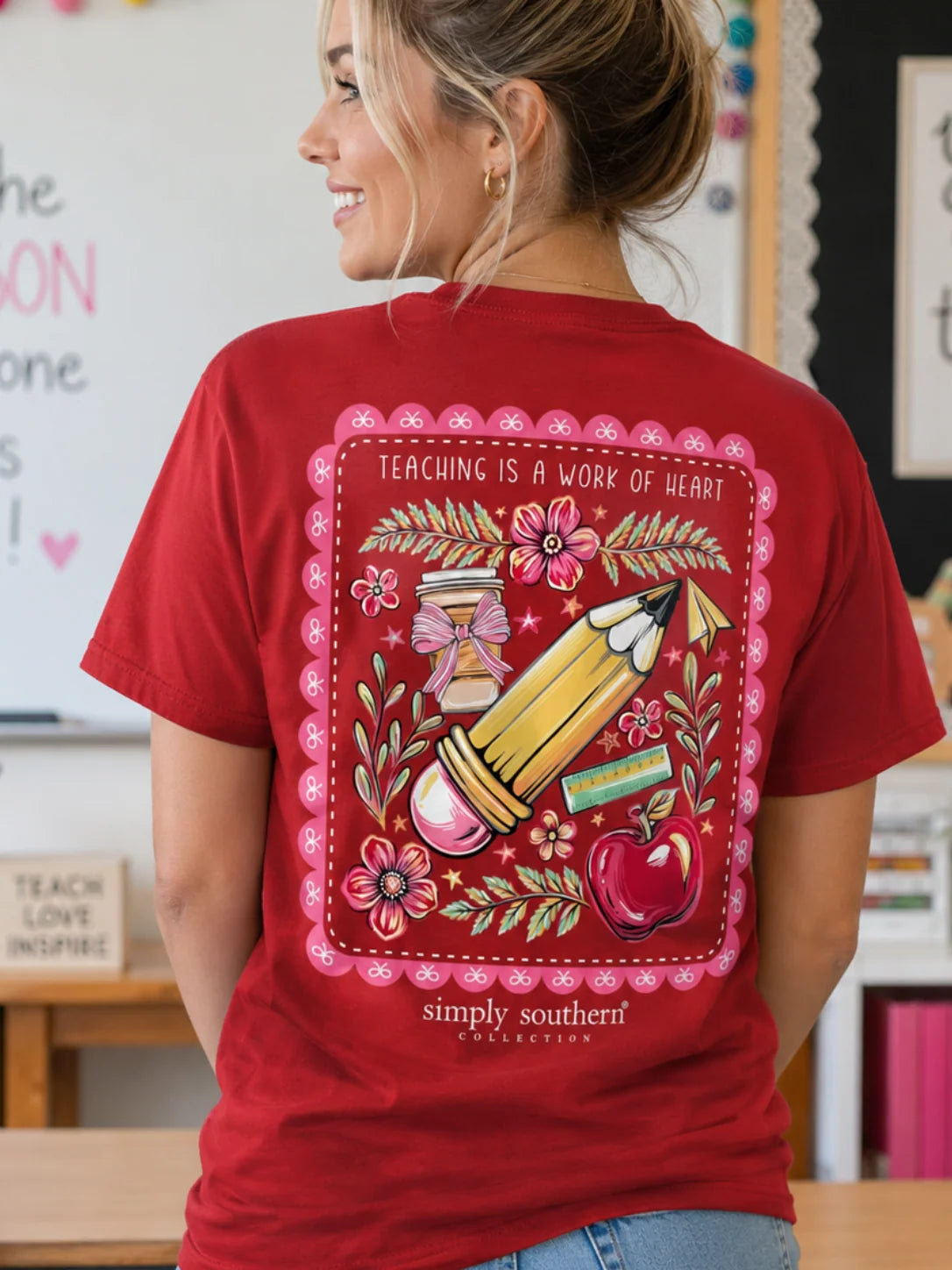 Simply Southern Work of Heart Teacher Short Sleeve Shirt
