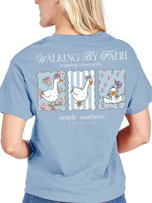 Simply Southern Walking By Faith Mineral Wash Short Sleeve Shirt