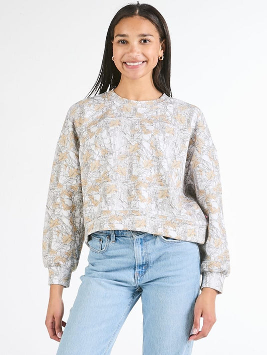 Simply Southern Laney Crewneck Pullover in White Camouflage