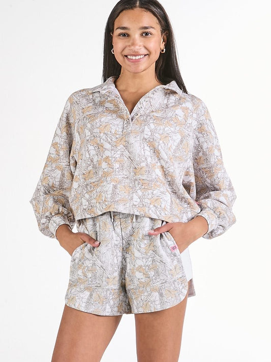 Simply Southern Polo Sweater in White Camouflage