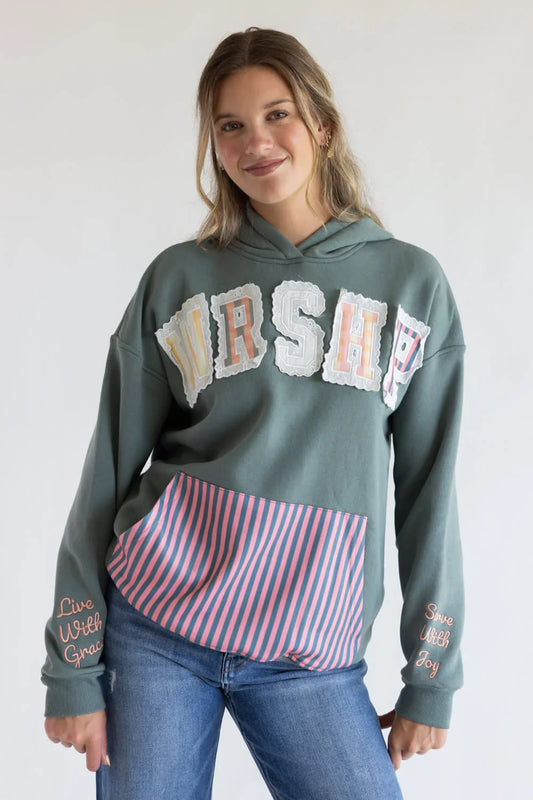 Simply Southern Worship Charm Applique Hoodie