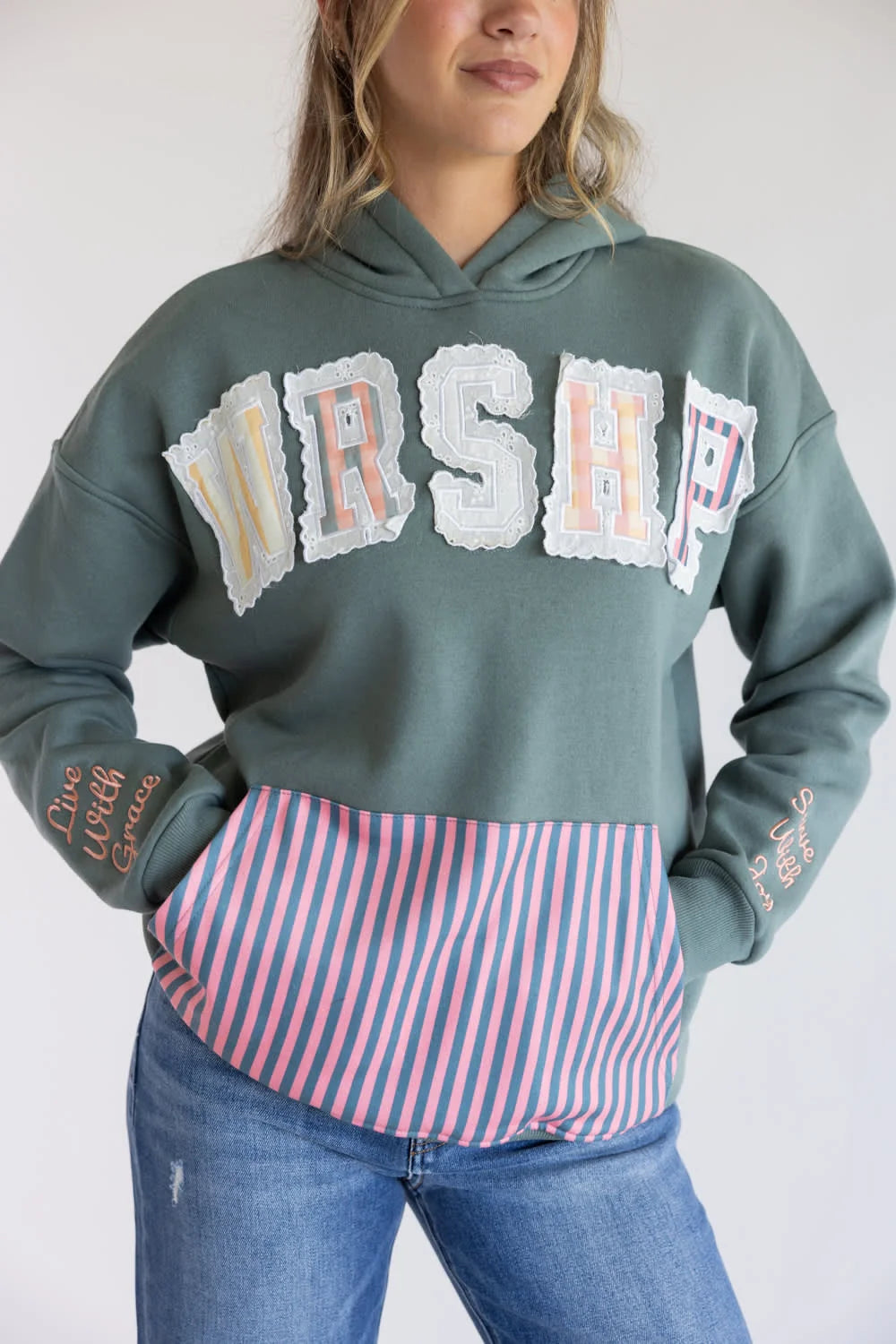 Simply Southern Worship Charm Applique Hoodie