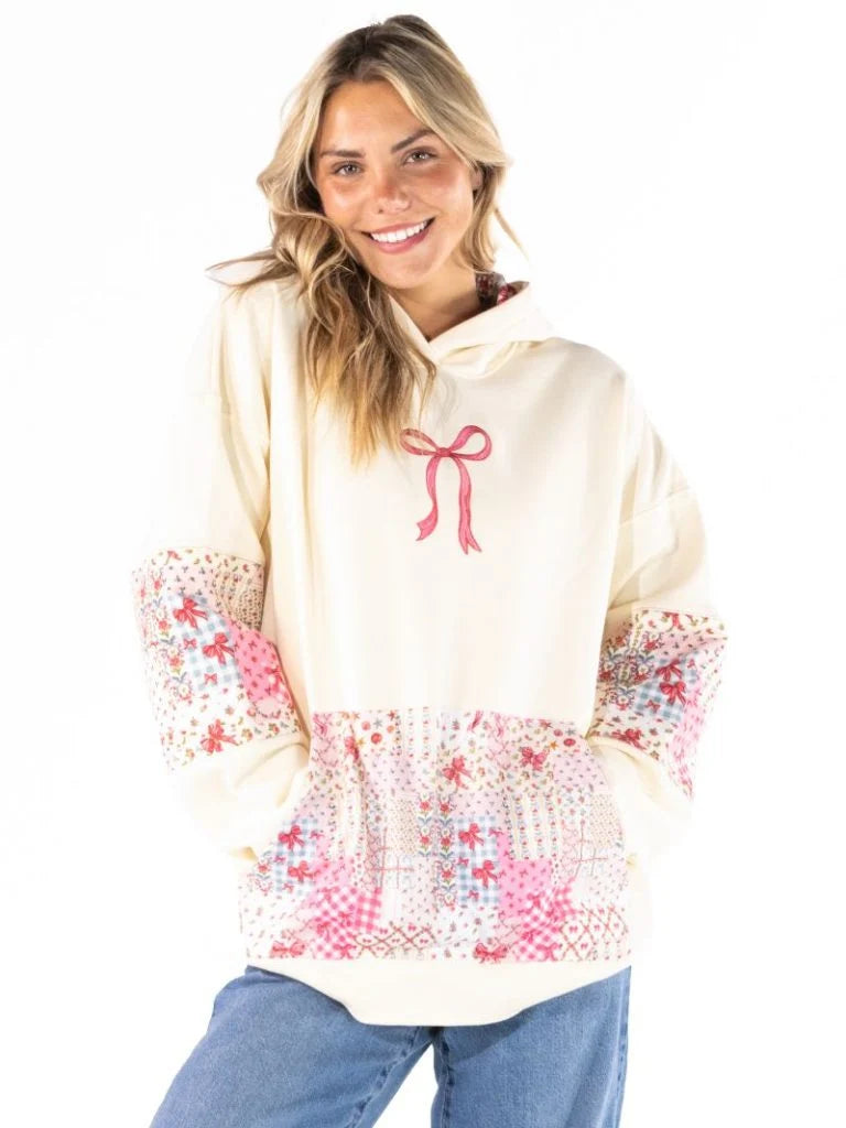 Simply Southern Embroidered Bow Pattern Hoodie