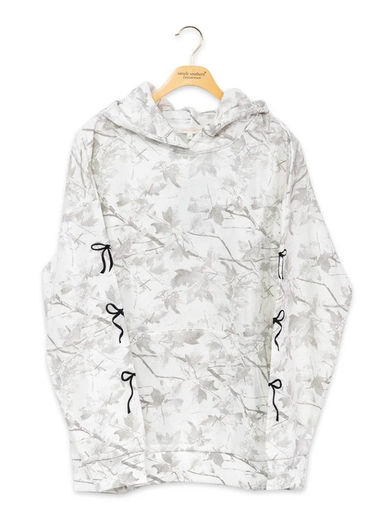 Simply Southern Bow White Camo Alice Hoodie