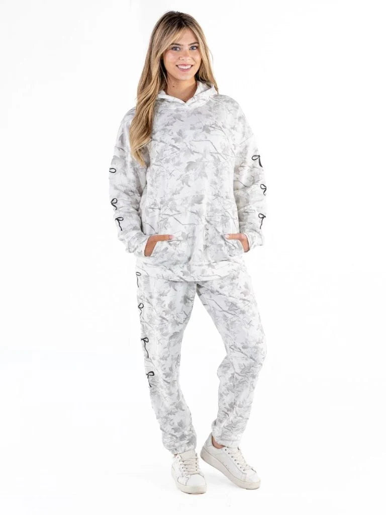 Simply Southern Bow White Camo Alice Hoodie