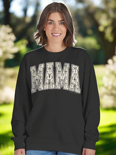 Simply Southern Mama Black Crewneck Sweatshirt