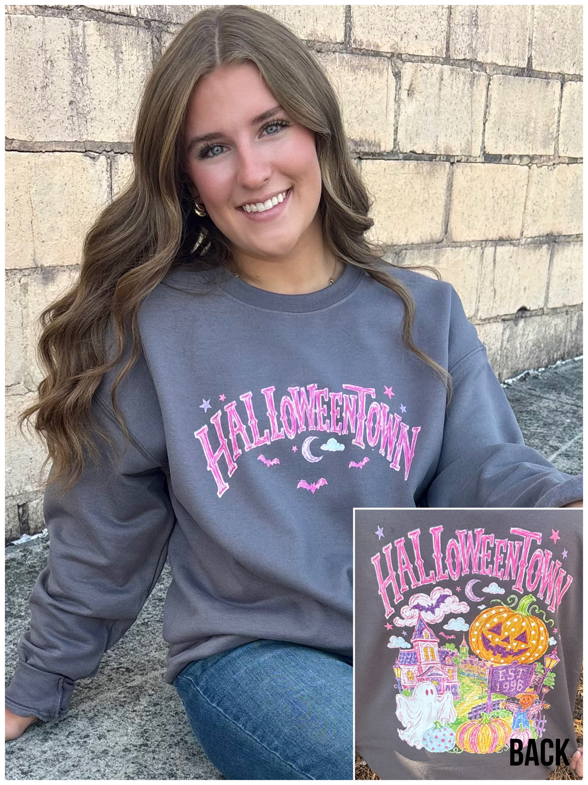 Halloween Town Graphic Crewneck Sweatshirt