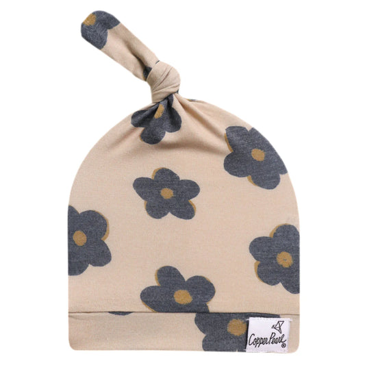 Copper Pearl Gemma in Tan Top Knot Hat 0-4mo