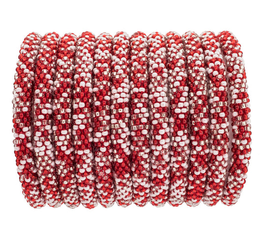 Red and White Speckled Roll-On Bracelet