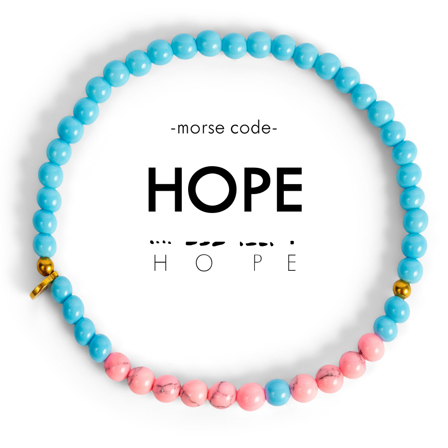 Morse Code Bracelet | HOPE: Light Blue & Pink Marble