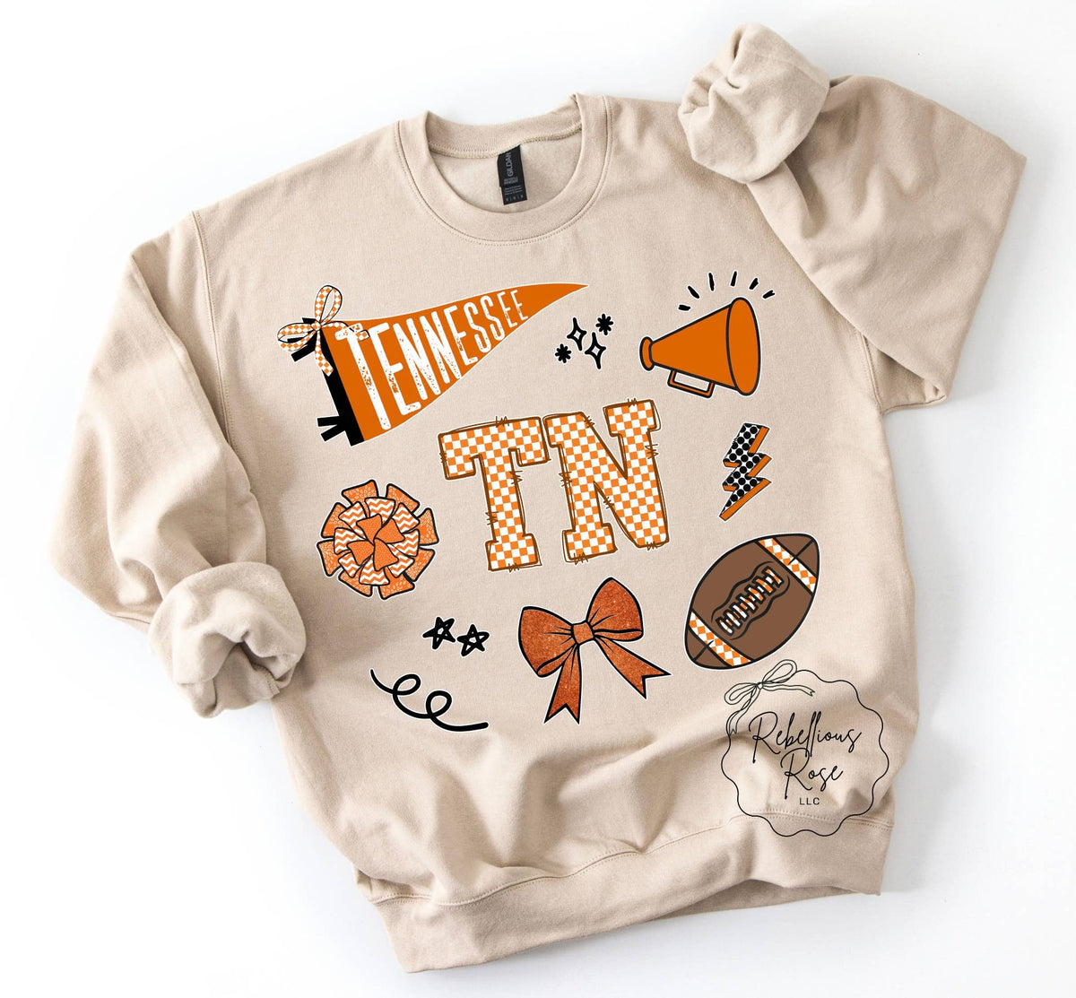 Doodle Tennessee Graphic Crewneck Sweatshirt: Beige
