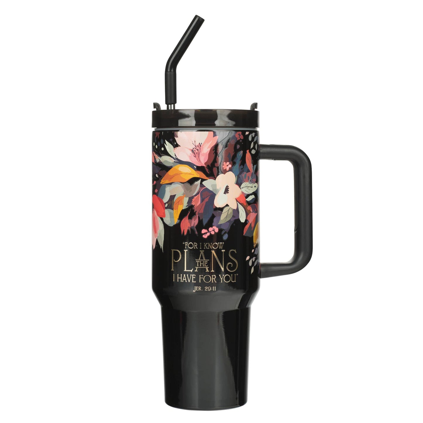 Jer. 29:11 Black Tumbler with Straw